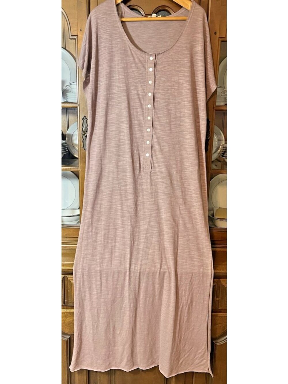 Umgee Maxi Dress Rose Pink Size Small Oversized Lagenlook Casual Side Slits
